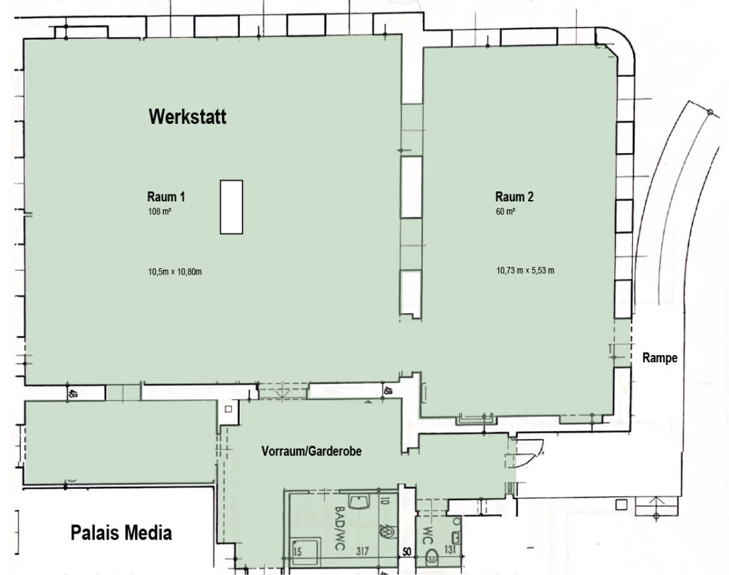 Räume mieten, Werkstatt, Kunst im Stadl, Grundriss